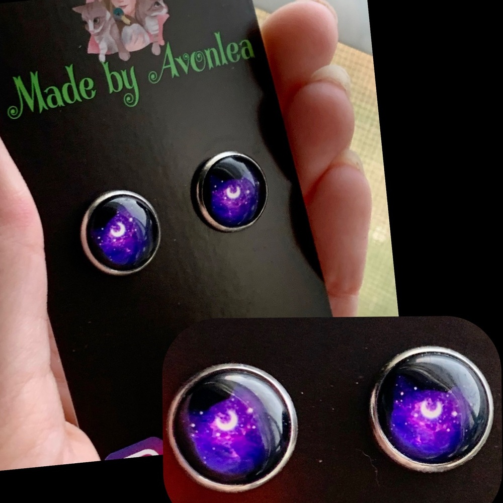 🌙🐾Luna Cat Space Bubble Stud Earrings🐾🌙